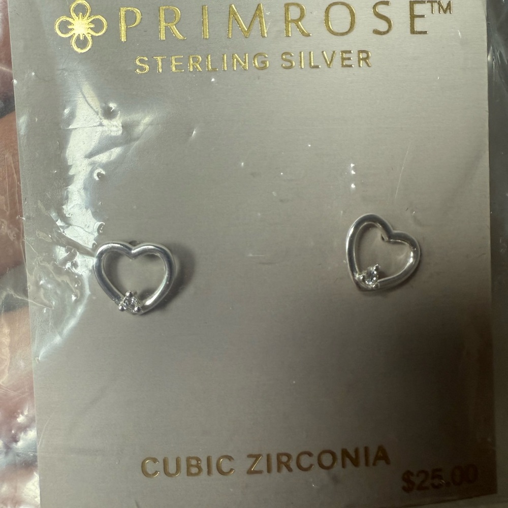 Primrose Sterling Silver Cubic Zirconia Heart Earrings